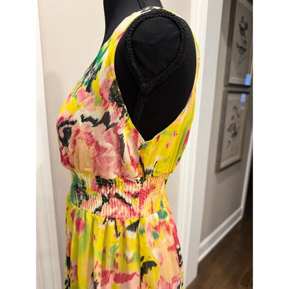 Anthropologie Chaundry KC Abstract Floral Maxi Dress NWT | Smocked Waist - Picture 5 of 6